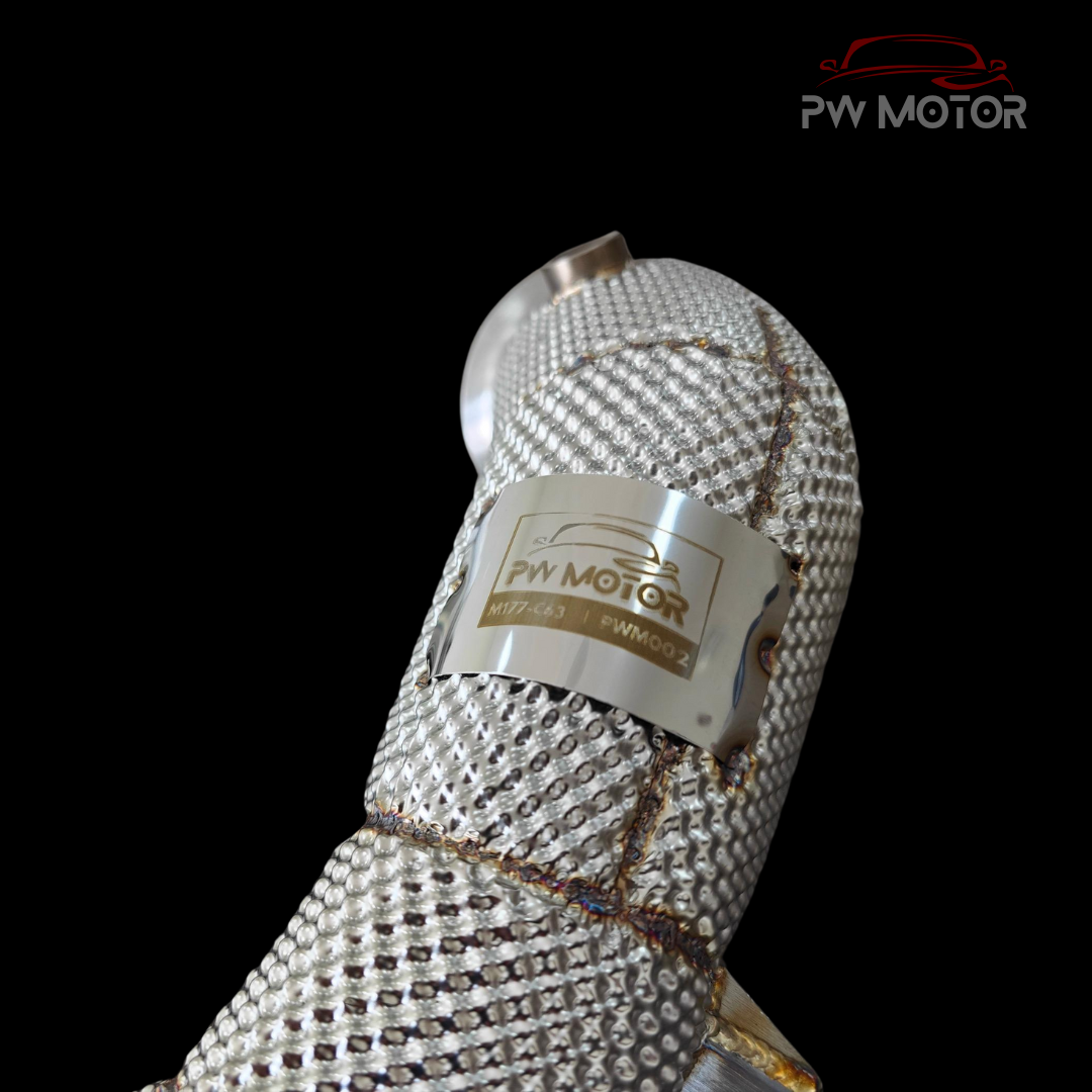 PW Motor Mercedes C63 M177 Downpipes with Heat Shield