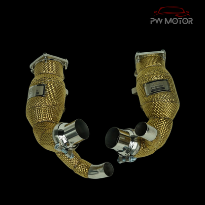 Porsche Carrera 991.2 3.0T / GTS Catted 200Cell Euro6 Gold Heat Shielded ( Stainless Steel Wool ) - GEN2 | PW Motor