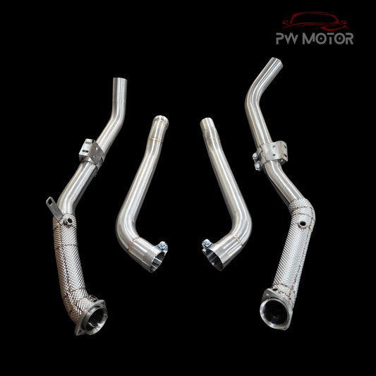 PW Motor Mercedes CLS63 M157 Downpipes with Heat Shield