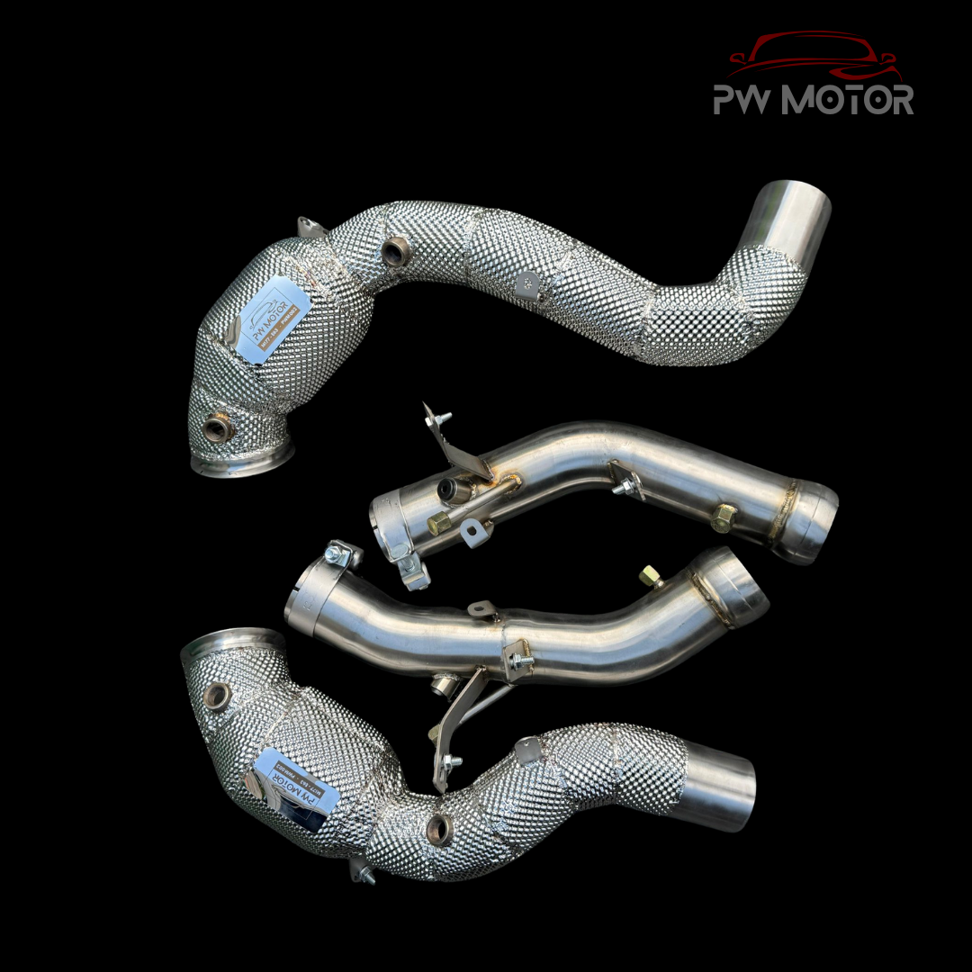 Mercedes E63 W213 catted 200cell Downpipes with Heat Shields OPF | PW Motor