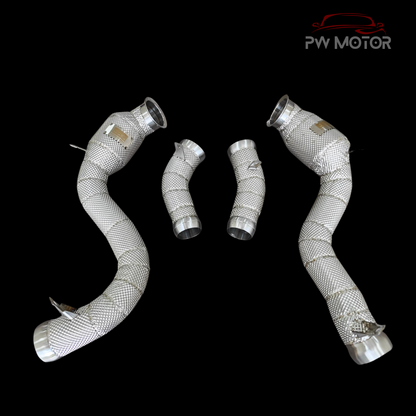 PW Motor Mercedes GLC63 Downpipes with Heat Shield