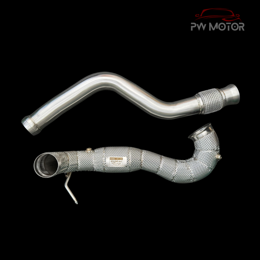 Mercedes A45 M133 Downpipes with Heat Shields and 200 Cell | PW Motor