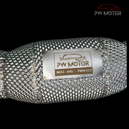 Mercedes A45 M133 Downpipes with Heat Shields and 200 Cell | PW Motor