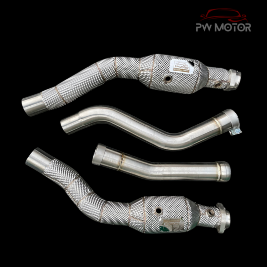 Mercedes ML63 M157 Downpipes with Heat Shields and 200 Cell | PW Motor