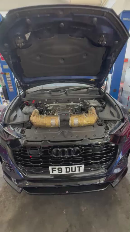 Audi RSQ8 Downpipes with Heat Shields and High Flow Sport Cats 200 Cell Euro6 OPF - GEN 2 | PW Motor