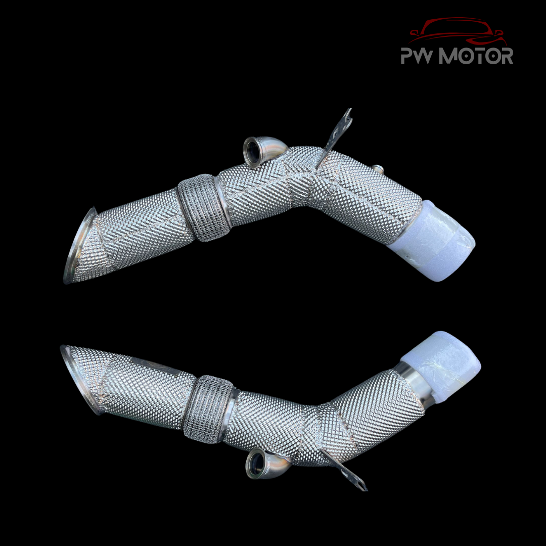 Ferrari SF90 Downpipes Heat Shielded Catless | PW Motor