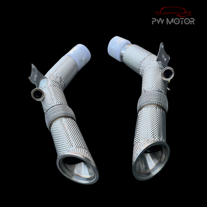 Ferrari SF90 Downpipes Heat Shielded Catless | PW Motor