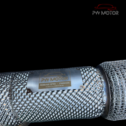 Ferrari SF90 Downpipes Heat Shielded Catless | PW Motor