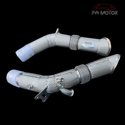 Ferrari SF90 Downpipes Heat Shielded Catless | PW Motor